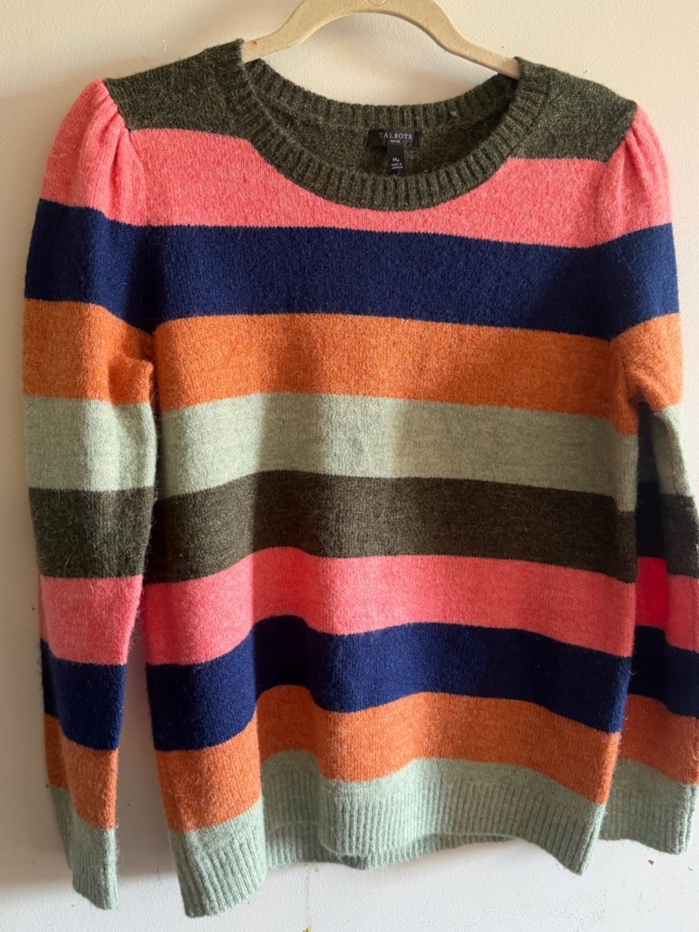 Talbots Women's Medium Petite Rainbow Striped Crewneck Knit Sweater